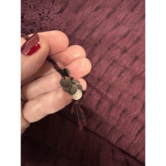 Vintage America Blues Purple Textured Knit Lace-Up Tunic Top Women’s Large - Picture 12 of 14